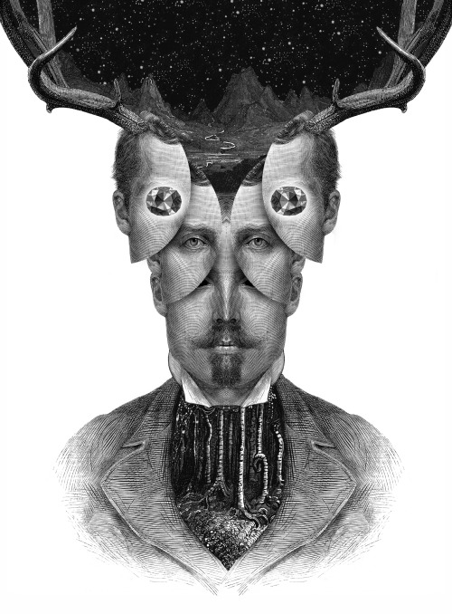 crossconnectmag:  Surrealistic Drawings by Dan HillierDan Hillier born Oxford in 1973  is a professional artist based in Stoke Newington, England. He produces his own pictures as well as making commissioned artworks for various clients including Neil