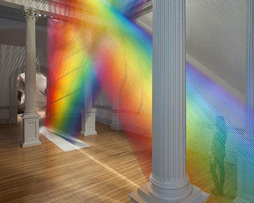 rainbowcolorfulbrightful:Mexican artist Gabriel Dawe creates a rainbow sculpture woven from over six