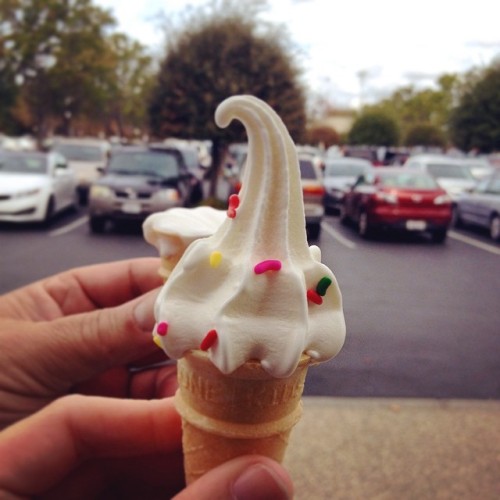 Lunch date with my daddy means that he photo bombs all my mini ice cream cone pictures with his half-eaten ice cream. I love him.