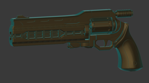 Railgun Revolver, work in progress. Trying to practice some more hardsurface things.