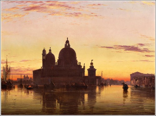 sanctumregnum:  Edward William Cooke (1811 - 1880), Venice, Santa Maria della Salute at Sunset - 185