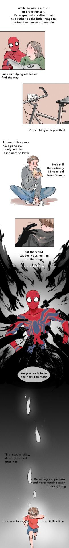 sandsawako:  Peter Parker didn’t want to  grow up.（English ver）comic by me/translate
