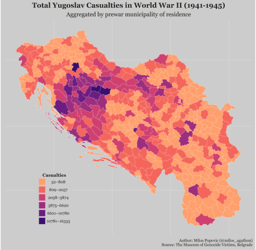 Over 650k Identified Yugoslav Casualties In World War II By Pre-war Residence.