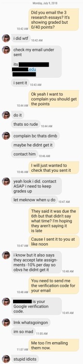 Omg look how upset she got when she thought for a moment she might not get credit for one of the assignments I did for her. She didn’t even do any of the work lol! But she expects me to get her an A in every class.  Miss Madison is just a spoiled