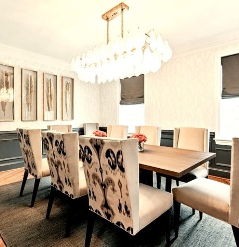 Enclosed Dining Room PhiladelphiaExample Of A Transitional Medium Tone Wood Floor, Brown Floor And Wallpaper