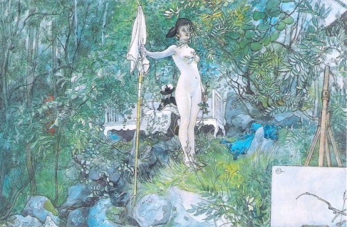 books0977:Open-Air Studio (1899). Carl Larsson (Swedish, 1853-1919). Watercolour.After spending two 