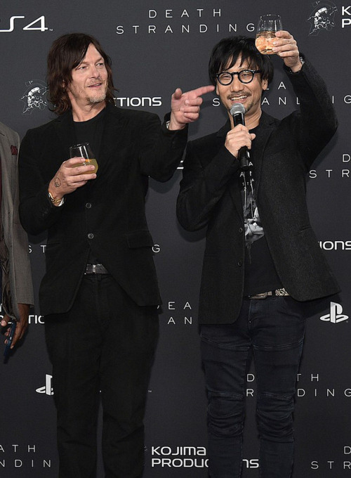  Norman Reedus and Hideo Kojima attend Fractured Worlds: The Art of DEATH STRANDING on November 05, 