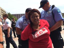 armorslayer:  blactivist:  thepoliticalfreakshow:  BREAKING: #Ferguson/#BlackLivesMatter Activists Deray McKesson and Johnetta Elzie have been arrested in St. Louis for filming protests.What You Need To KnowAnd @Nettaaaaaaaa and @deray were just filming.