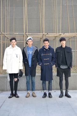 koreanmodel:  Streetstyle: Kim Wonjung, Jo Minho, Do Sang Woo and Park Ji Woon at Seoul Fashion Week shot by Choi Seung Jum