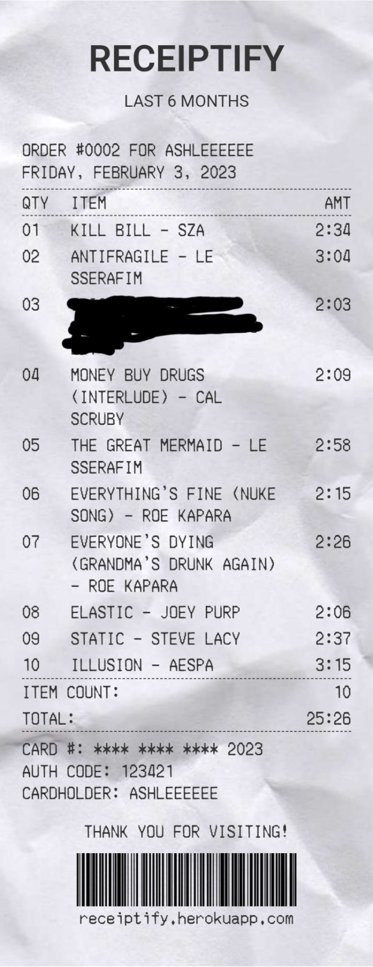 Tag Game: Receiptify !