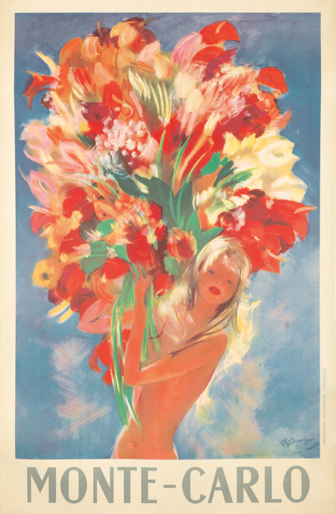 rare-posters: Monte-Carlo. ca. 1937. Jean-Gabriel Domergue. 25 ½ x 39 in./64.5 x 99 cm As if 