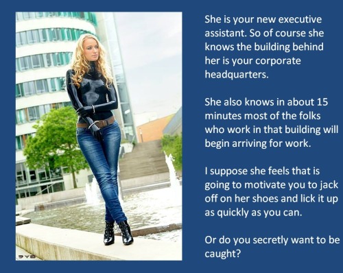 She is your new executive assistant. So of course she knows the building behind her is your corporate headquarters.She also knows in about 15 minutes most of the folks who work in that building will begin arriving for work.I suppose she feels that is