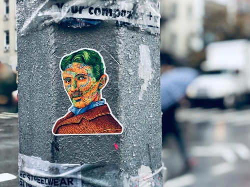 Tesla lighting up the gray streets of New York City today.Stickers avail on Etsy &gt;