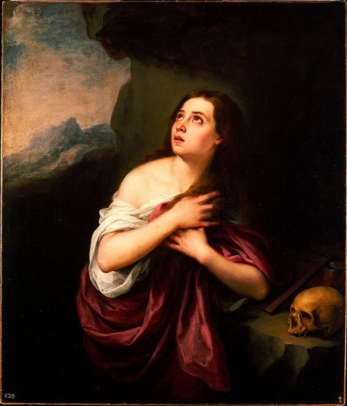 bartolome-esteban-murillo: Penitent Magdalene, 1665, Bartolome Esteban MurilloMedium: oil,canvas