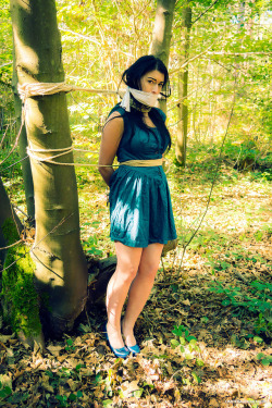 sensualhumiliation:  Bound and gagged at the middle of the forest…