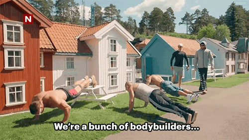 elosva:everyoneprotector:gingerhaze:i’d watch an entire series about bodybuilders in a tiny townbody