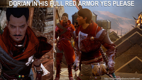 dragonageconfessions:CONFESSION:  DORIAN IN HIS FULL RED ARMOR YES PLEASE