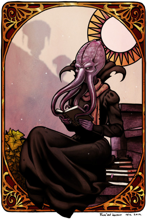 vinterhjarta:A christmas gift I made for my partner! Their character Shelth- a mindflayer with quite