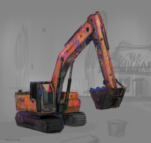 Another excavator and a little traditional sketch page!