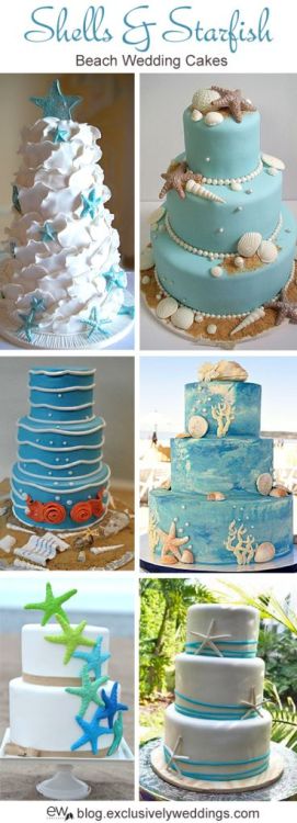Shells and starfish beach wedding cake.Source From Shells and starfish beach wedding cake.
