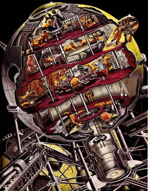 Cutaway of Von Braun’s lunar lander, by Chesley Bonestell