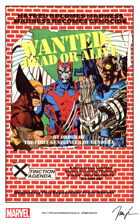 Marvel house ad for The X-Tinction Agenda crossover featuring art by Jim Lee (1990)