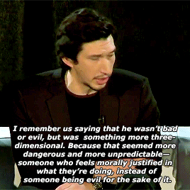 bentages:“I feel like that character [Kylo] makes sense to me. The family dynamic and desperately wa