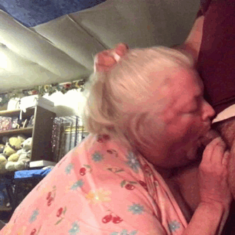 grannyholly:  Grandma Holly getting her hair grabbed while sucking her secret lovers