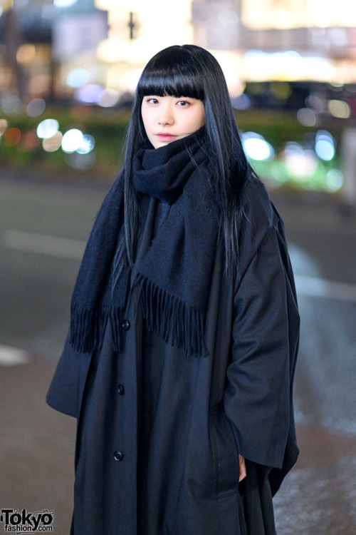 tokyo-fashion:20-year-old Remsuimin wearing a monochrome minimalist Japanese style on the street in 