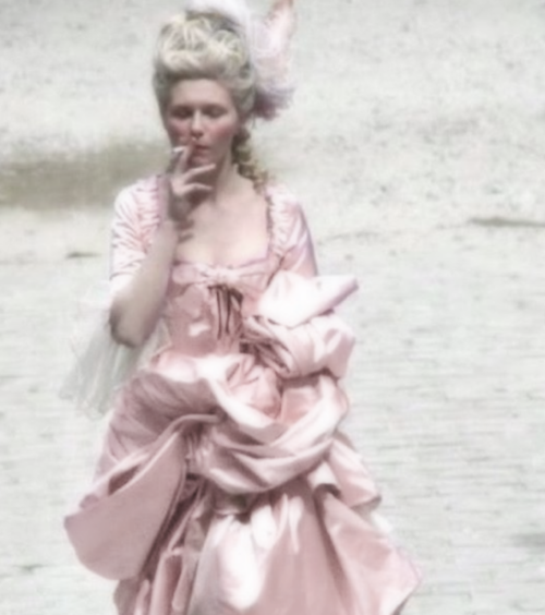 Kirsten Dunst Smoking On The Set Of Marie Antoinette (2006) Dir. Sofia Coppola