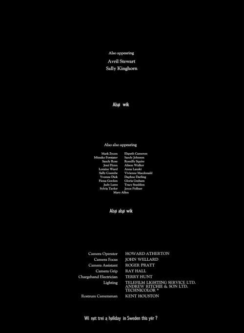 thatofficial70show: Let us not forget the credits in Monty Python and The Holy Grail