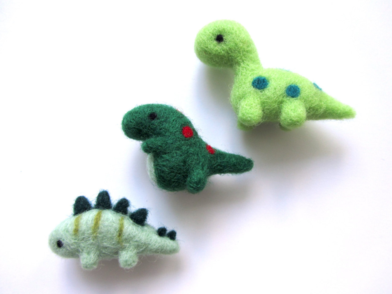 Wild Whimsy Woolies — Needle Felted Dinosaur Magnet Set, Felted 