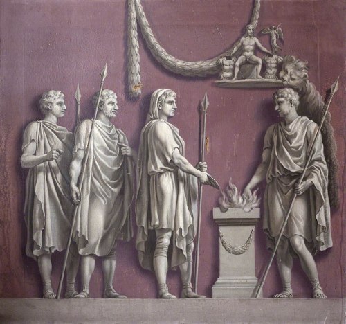 Sacrifice to Mars from the Arch of Constantine Oil painting by Francis Hayman (1708-1776). Collectio