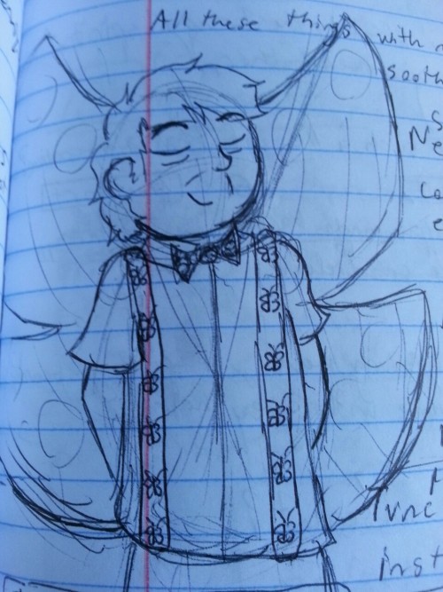 thescarletpaperback: More notebook doodles! 1. Finlay in a tartan onesie showing off a drawing of hi