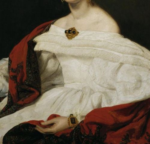 shatovthings:Detail from the portrait of the wife of the Court official, Josef von Stadler (1835) by