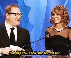jenniferlawrencedaily:  Jennifer Lawrence and Harvey Weinstein presenting at the