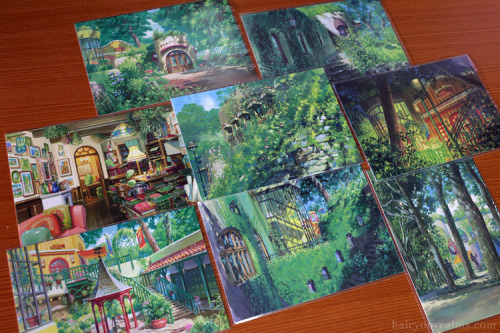ca-tsuka:  Ghibli Museum illustrated postcards by Noboru Yoshida (art director on Ponyo, Howl’s Moving Castle, Arietty …).