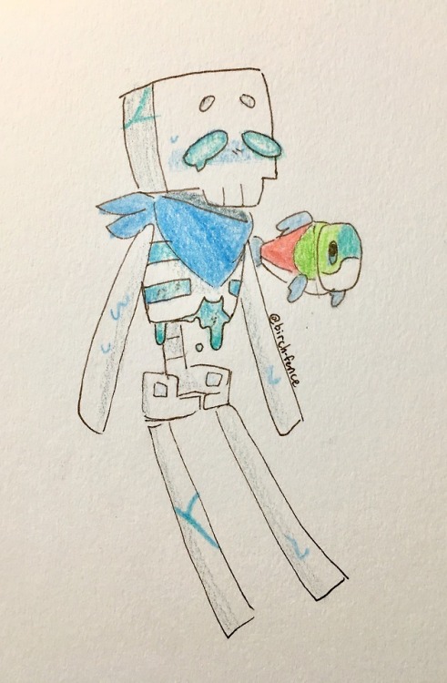 birch-fence: their name is bucket i think; a sorta-kinda skeleton version of drowned? their ribcage 