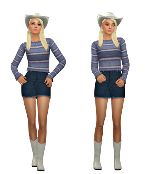 TS4 Country Girl Maxis Match LookbookSkin 1, 2 / Hair / Eyebrows / Eyes / Nosemask Clothing - To