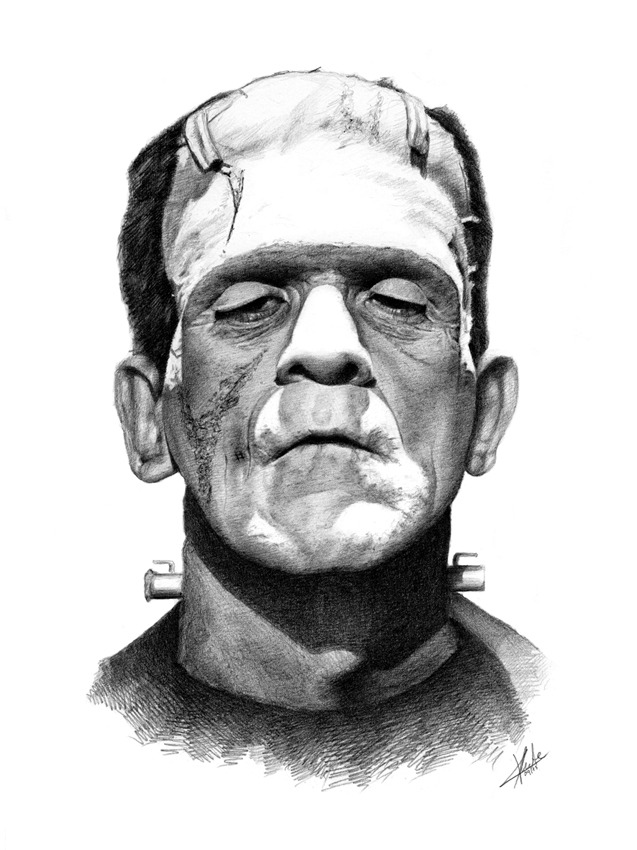 lllnomadlll:  Frankensteins Monster | A4 | Graphite on Paper Artprint available on