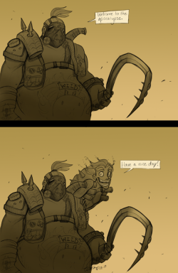 zernna:A roadhog and I were trading voice lines the other day, and this combination happened. I love overwatch voice lines and the silly conversations you can cobble together with them.