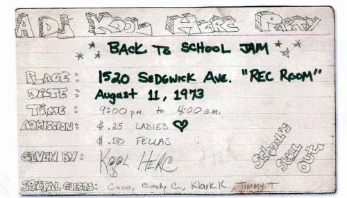 40 YEARS AGO TODAY  |8/11/73| DJ Kool Herc’s Back To School Jam. On this day, Hip Hop was born at a  party in the Bronx.