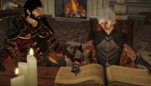 1000saturdaymornings: Hawke giving Fenris a reading lesson. Fenris’ room is my first contribut