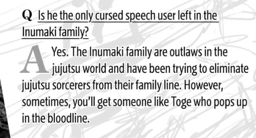 In Another Translation Of The Fanbook The Question Is If The Inumaki Family Are The Last Cursed Speech