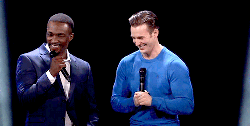 sheisraging:  Chris Evans and Anthony Mackie at Marvel’s D23 Presentation