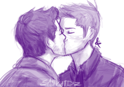 samkatdiz:  So many fandom feels that i just gave up and drew another Destiel kiss 
