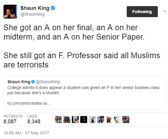 Sex Prof gave 'F' to student because she's Muslim, pictures