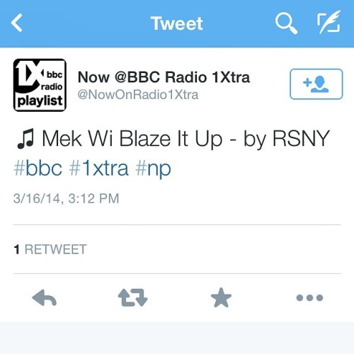 Im Just thankful! big up #bbcradio for playing &ldquo;mek we blaze it up&rdquo; worldwide airwaves #