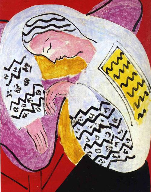artimportant:  Left: Woman with Yellow Hair, Pablo Picasso, 1931.Right: The Dream, Henri Matisse, 19