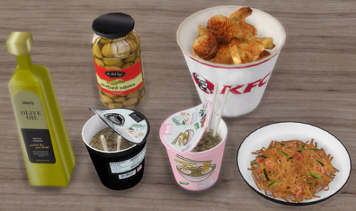 Food 01-6 items:▪ Chinese Fried Noodles - Mesh by the77sim (1 swatch)▪ Chicken Bucket - Mesh by Exne